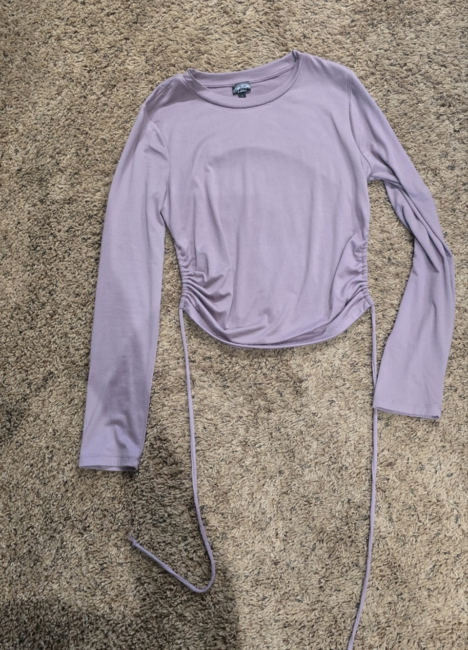 Lavender Long-Sleeve Ruched Drawstring Top